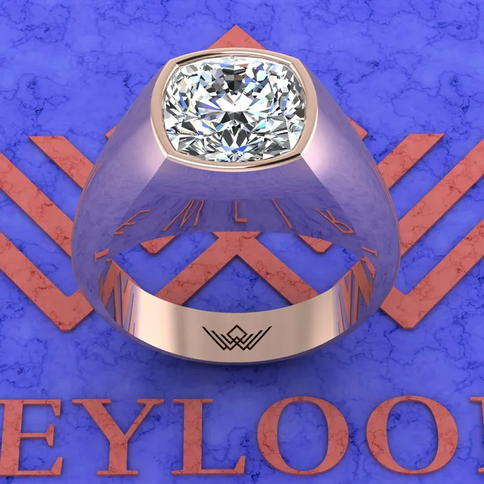 35 CT Square Cushion Cut Man Engagement Ring D Color Bezel Moissanite Ring Leyloon Jewelry Rings