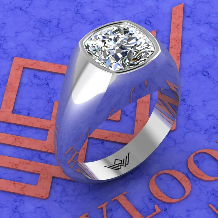 35 CT Square Cushion Cut Man Engagement Ring D Color Bezel Moissanite Ring Leyloon Jewelry Rings