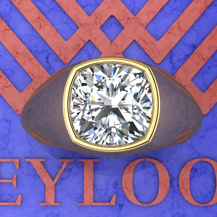 35 CT Square Cushion Cut Man Engagement Ring D Color Bezel Moissanite Ring Leyloon Jewelry Rings