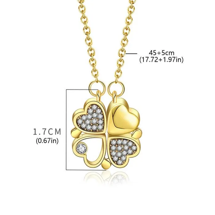 4 Clover Necklace Magnetic Heart Clover Necklace worldnetgifts Necklaces