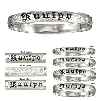 925 Sterling Silver PersonalizedCustom Made to Order 10mm Plumeria and Scroll Bangle Rosa Marianas Bracelets