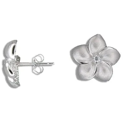925 Sterling Silver Tasi 15mm Plumeria wCZ Pierced Earrings rosamarianas Earrings 925 Sterling Silver Tasi 15mm Plumeria wCZ Pierced Earrings rosamarianas Earrings