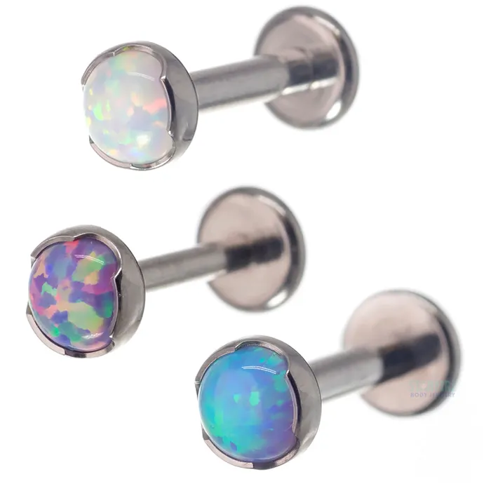 Anatometal 4mm ProngSet Opal Cabochon on Flatback Earrings