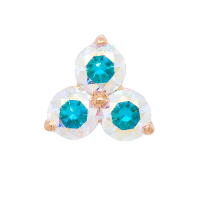 Anatometal Earrings 25mm Trio Threaded End in Rose Gold with BrilliantCut Gems
