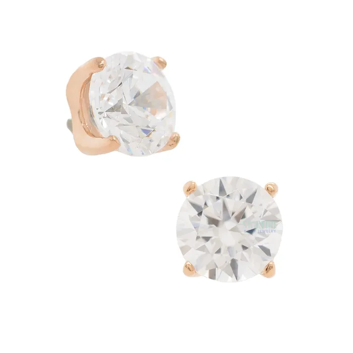 Anatometal Earrings 4mm Tiffany ProngSet BrilliantCut Gem Threaded End in Rose Gold Anatometal Earrings 4mm Tiffany ProngSet BrilliantCut Gem Threaded End in Rose Gold