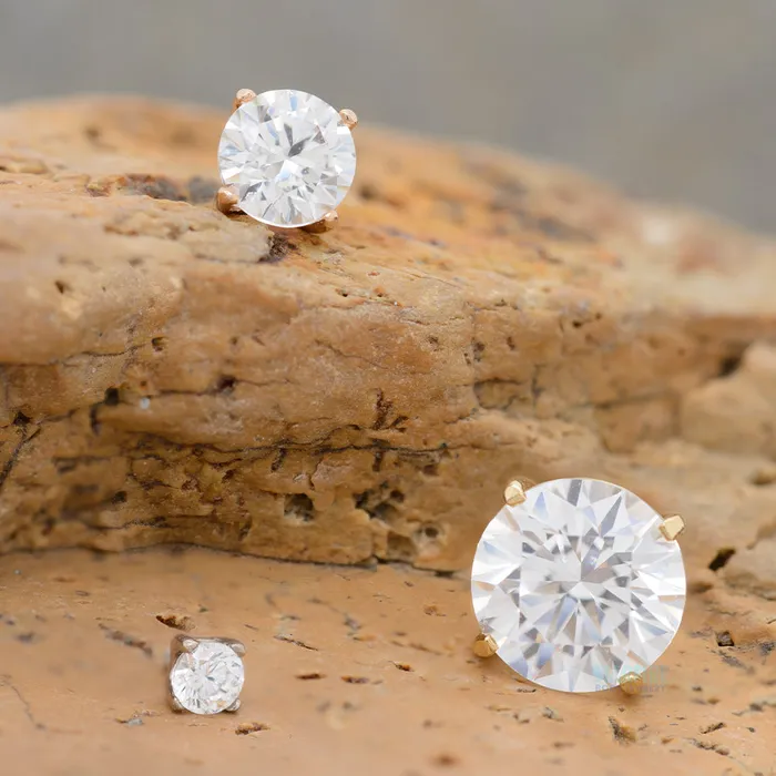 Anatometal Earrings 4mm Tiffany ProngSet BrilliantCut Gem Threaded End in Rose Gold