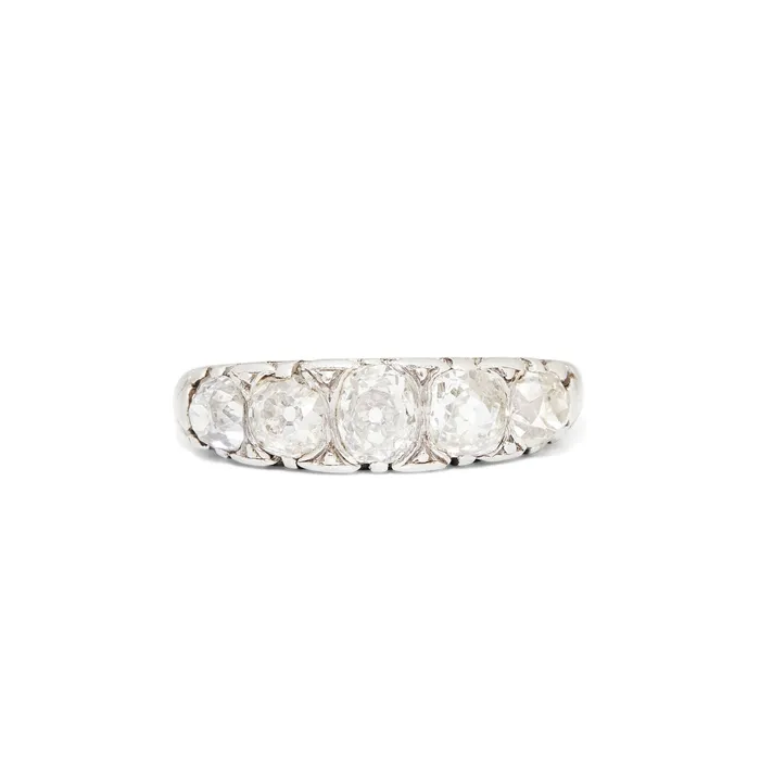 Antique Rings Old Mine Cut FiveStone Diamond and Platinum Ring