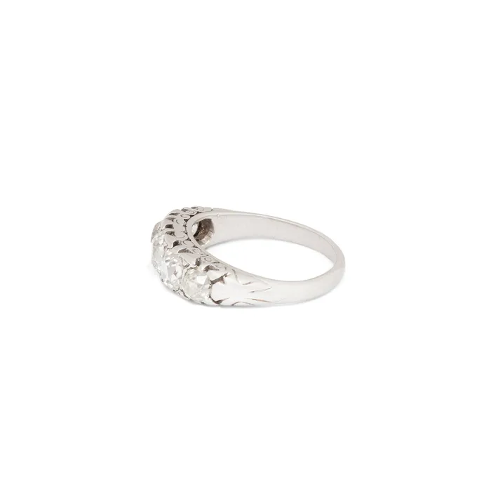 Antique Rings Old Mine Cut FiveStone Diamond and Platinum Ring