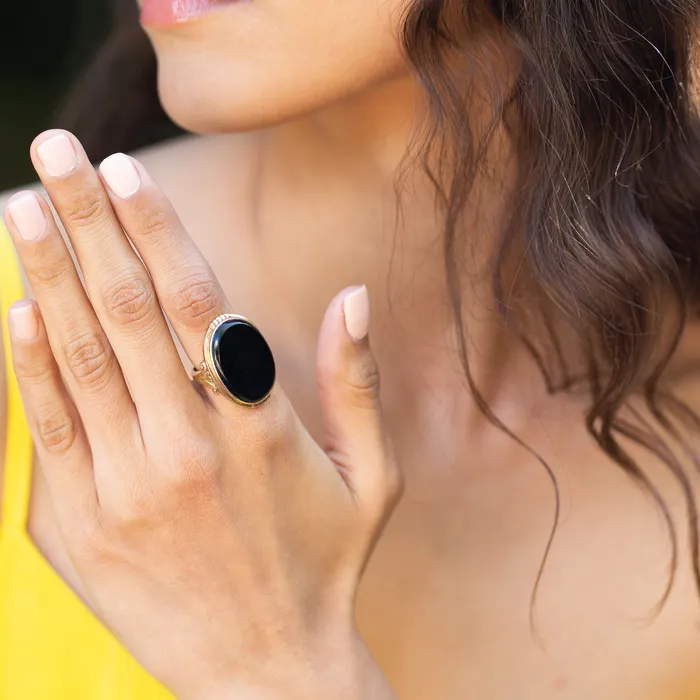 Antique Victorian Onyx and 10k Gold Ring Rings