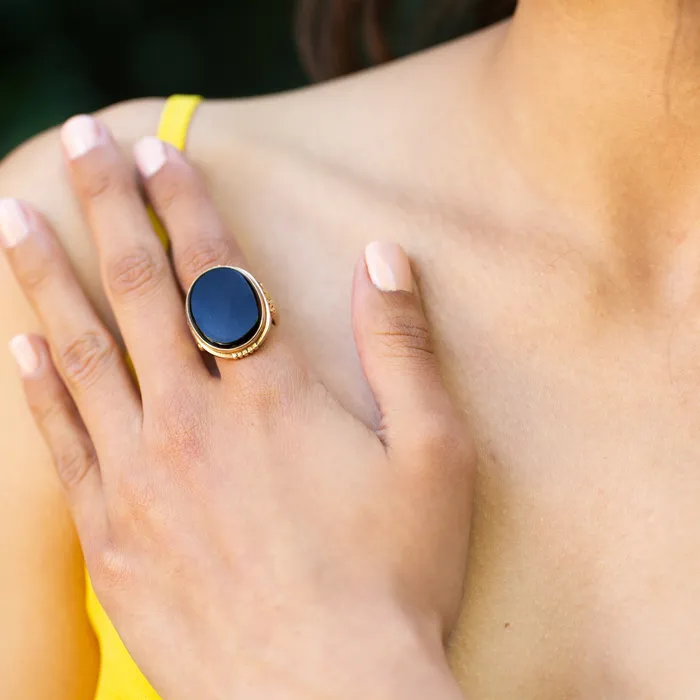 Antique Victorian Onyx and 10k Gold Ring Rings