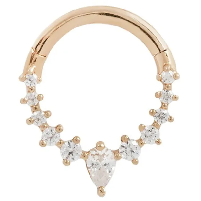 Athena Hinge Ring Clicker in Gold with CZs Buddha Jewelry Organics Rings