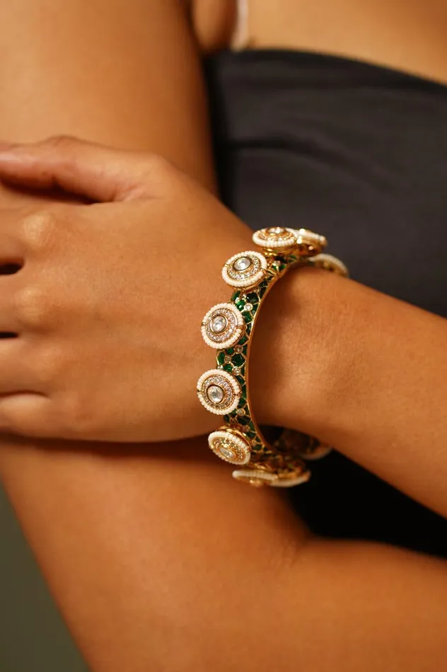 attrangi Bracelets Pattabi Gokhru Meenakari Gold Kada Bangle