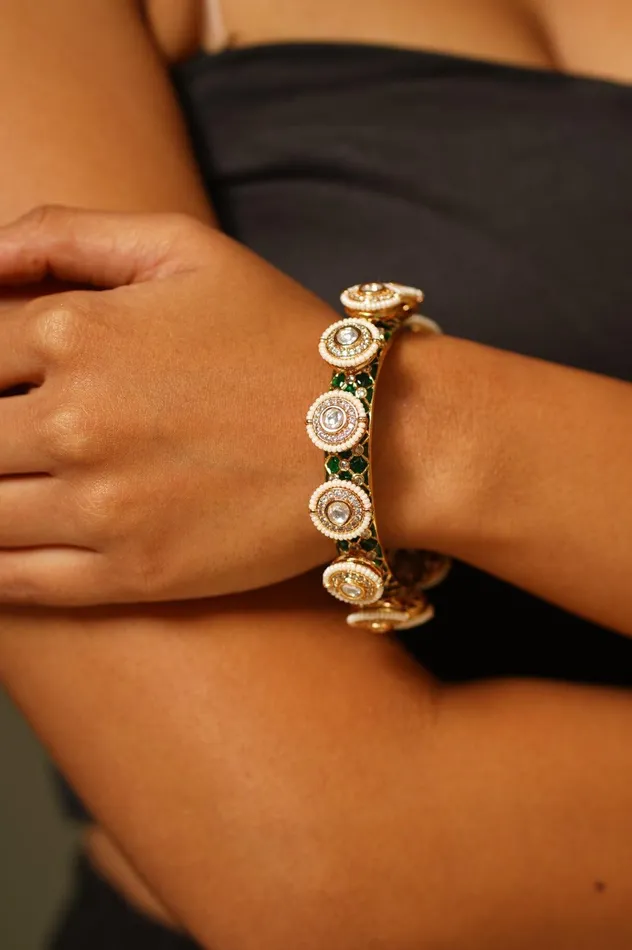 attrangi Bracelets Pattabi Gokhru Meenakari Gold Kada Bangle