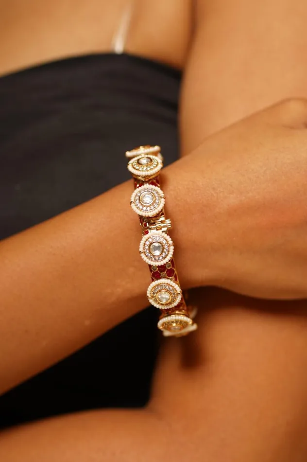attrangi Bracelets Pattabi Gokhru Meenakari Gold Kada Bangle