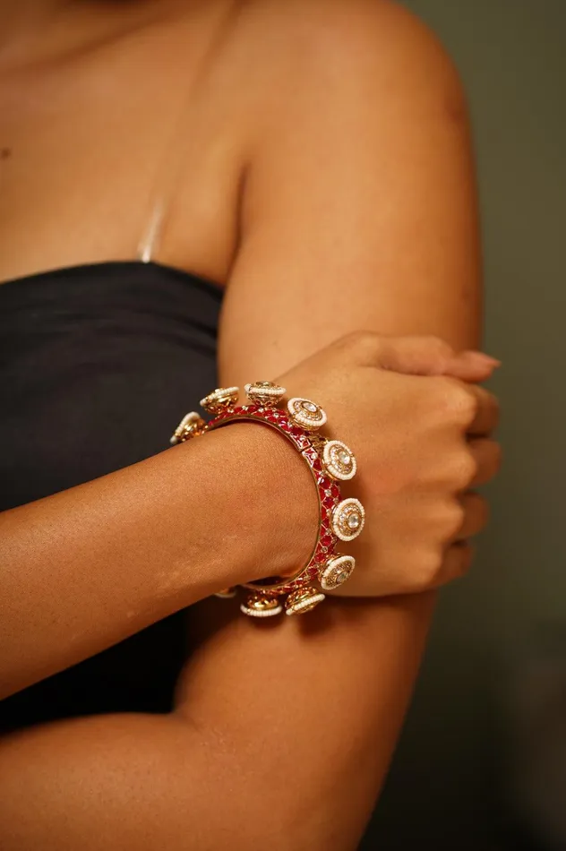 attrangi Bracelets Pattabi Gokhru Meenakari Gold Kada Bangle