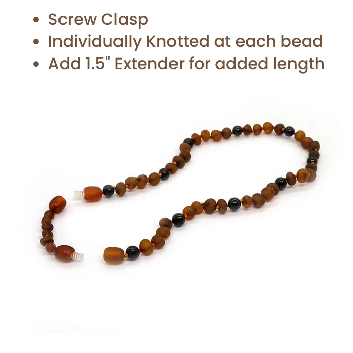 Baltic Essentials Necklaces Shungite Baltic Amber Necklace Raw Dark Amber Gift Set Bundle
