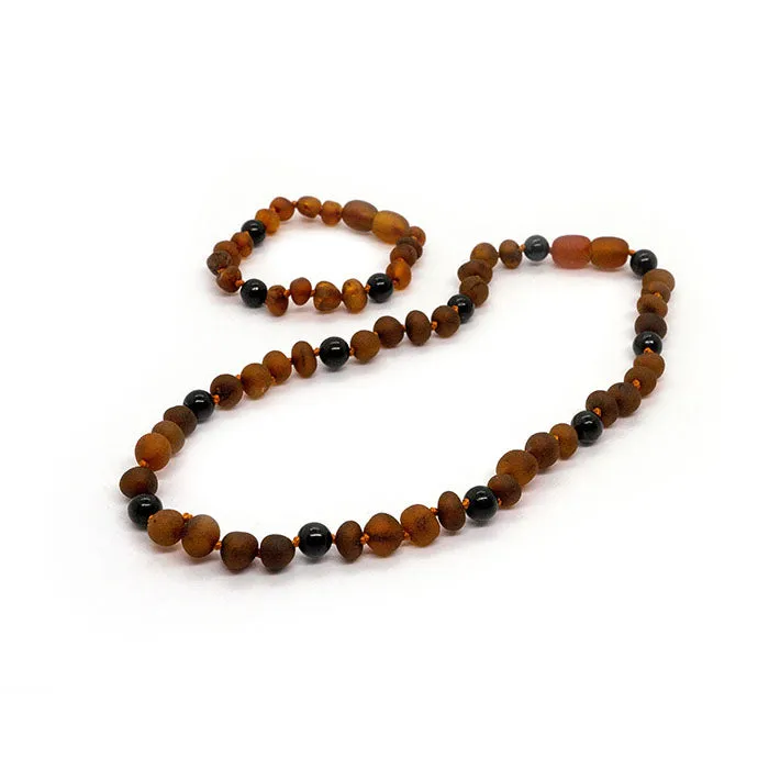 Baltic Essentials Necklaces Shungite Baltic Amber Necklace Raw Dark Amber Gift Set Bundle