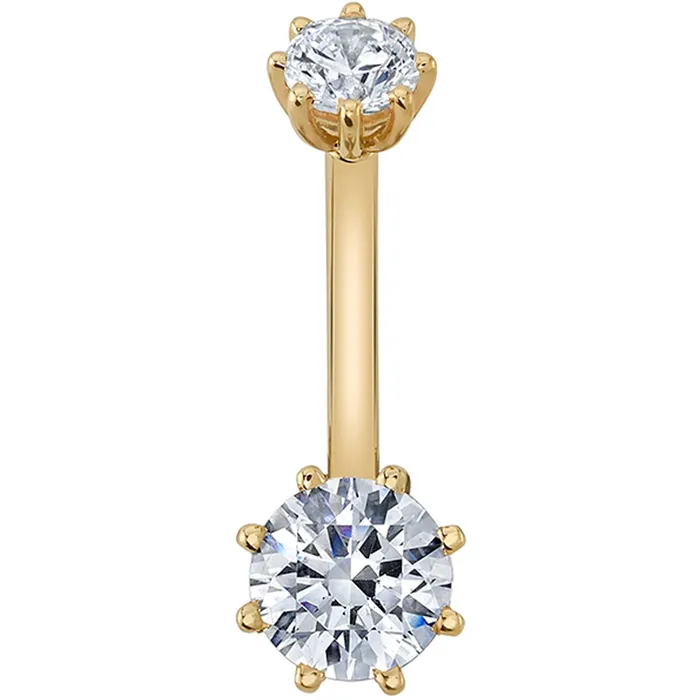 Body Vision BVLA 8 Prong Basket Navel Curve in Gold with White CZs Necklaces