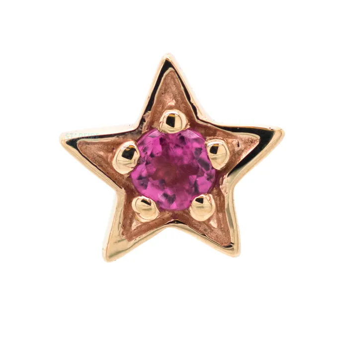 Body Vision BVLA Earrings Concentric Star Threaded End in Gold with Pink Tourmaline Body Vision BVLA Earrings Concentric Star Threaded End in Gold with Pink Tourmaline