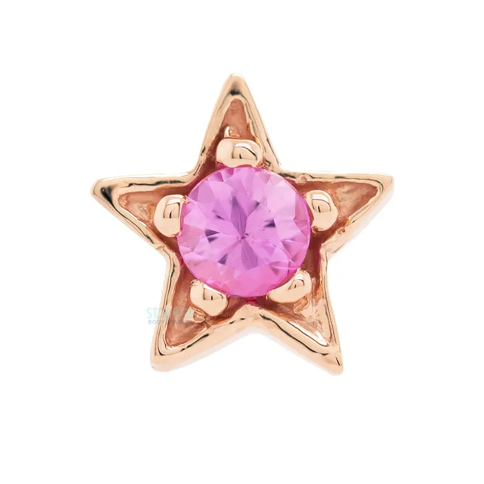 Body Vision BVLA Earrings Concentric Star Threaded End in Gold with Pink Tourmaline