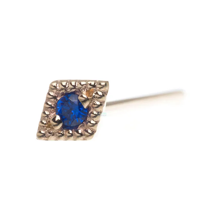 Body Vision BVLA Earrings Harlequin Nostril Screw in Gold with Dark Blue CZ