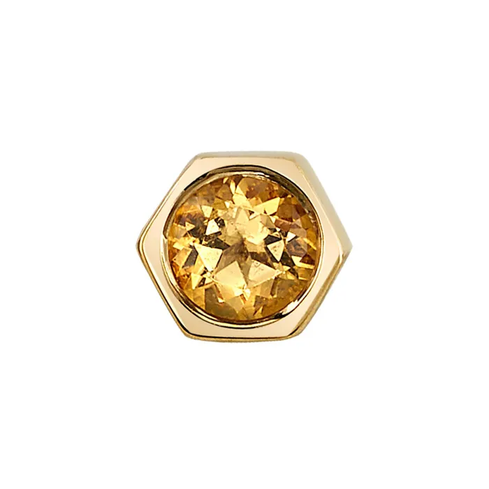 Body Vision BVLA Earrings Honeycomb Threaded End in Gold with Faceted Citrine Body Vision BVLA Earrings Honeycomb Threaded End in Gold with Faceted Citrine