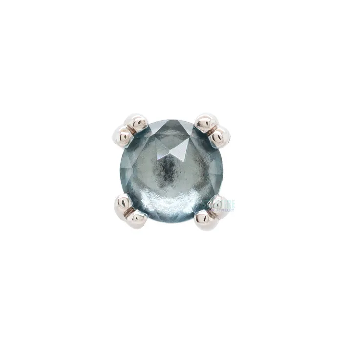 Body Vision BVLA Earrings threadless Rose Cut Aquamarine Cabochon Prong Set Pin in Gold