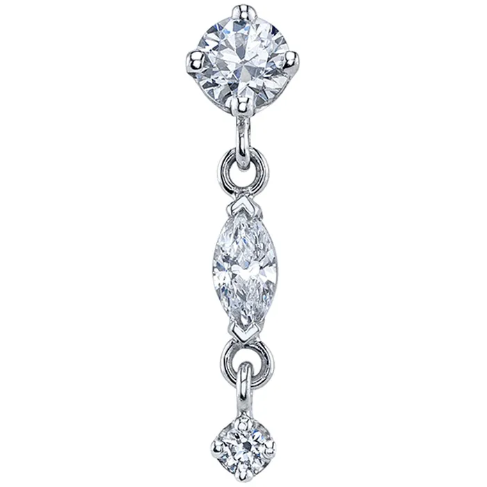 Body Vision BVLA Earrings Wintermoon 3 Threaded End in Gold with DIAMONDS