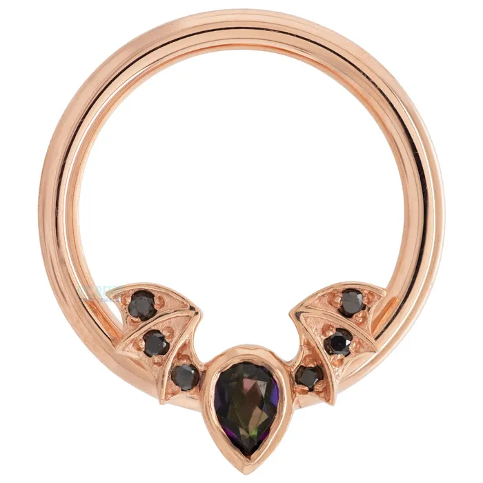 Body Vision BVLA Rings Countess Gold Captive Bead Ring CBR with Mystic Topaz Black Diamonds