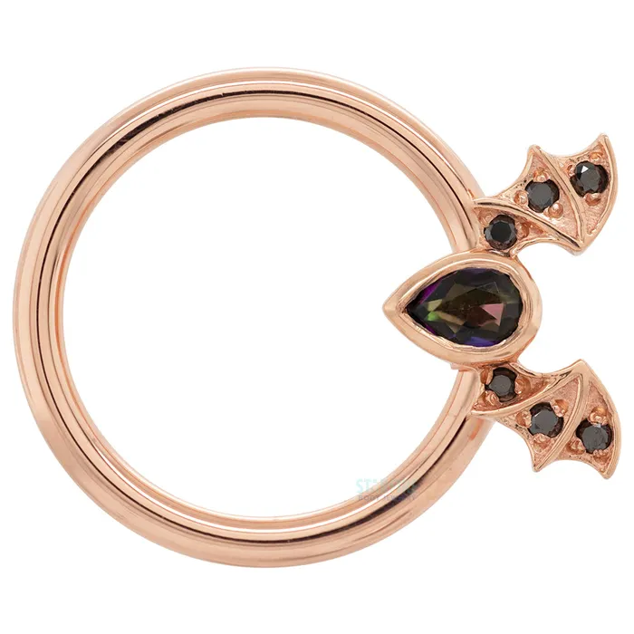 Body Vision BVLA Rings Countess Gold Captive Bead Ring CBR with Mystic Topaz Black Diamonds