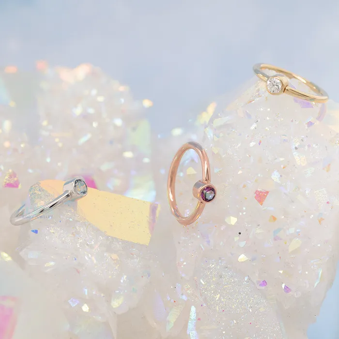 Body Vision BVLA Rings Round Fixed Bezel Seam Ring FBR in Gold with Rose Cut Amethyst