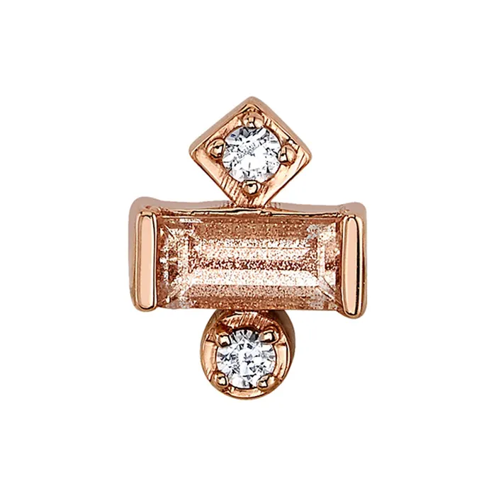 Body Vision BVLA Tesla Babe Threaded End in Gold with Oregon Sunstone Diamonds Earrings