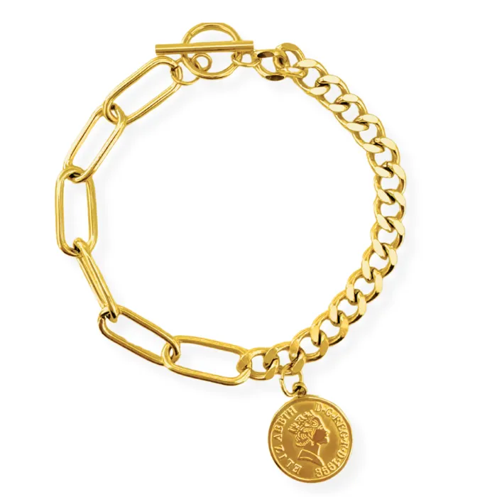 Bracelets Ellie Vail Multi Chain Toggle Coin Bracelet