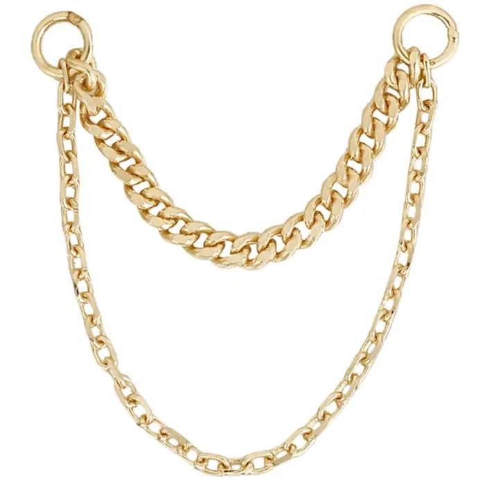 Buddha Jewelry Organics Earrings Diamond Cut Side Chain Attachment in Gold