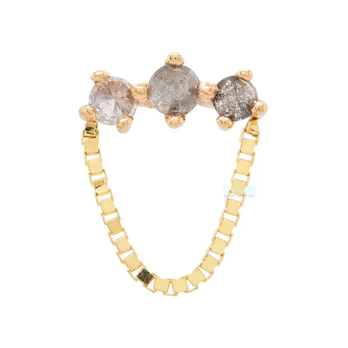 Buddha Jewelry Organics Earrings threadless Halston End with Chain in Gold with ReverseSet Grey Diamonds Buddha Jewelry Organics Earrings threadless Halston End with Chain in Gold with ReverseSet Grey Diamonds