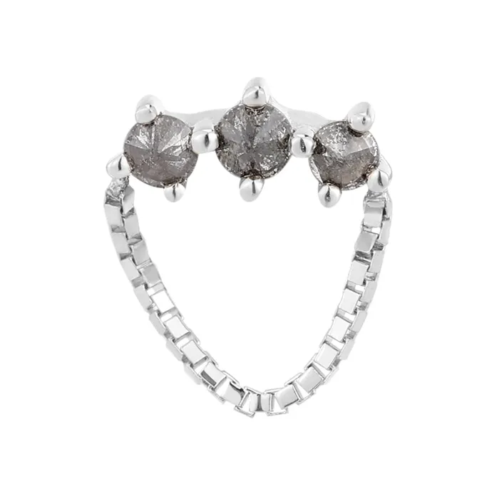 Buddha Jewelry Organics Earrings threadless Halston End with Chain in Gold with ReverseSet Grey Diamonds