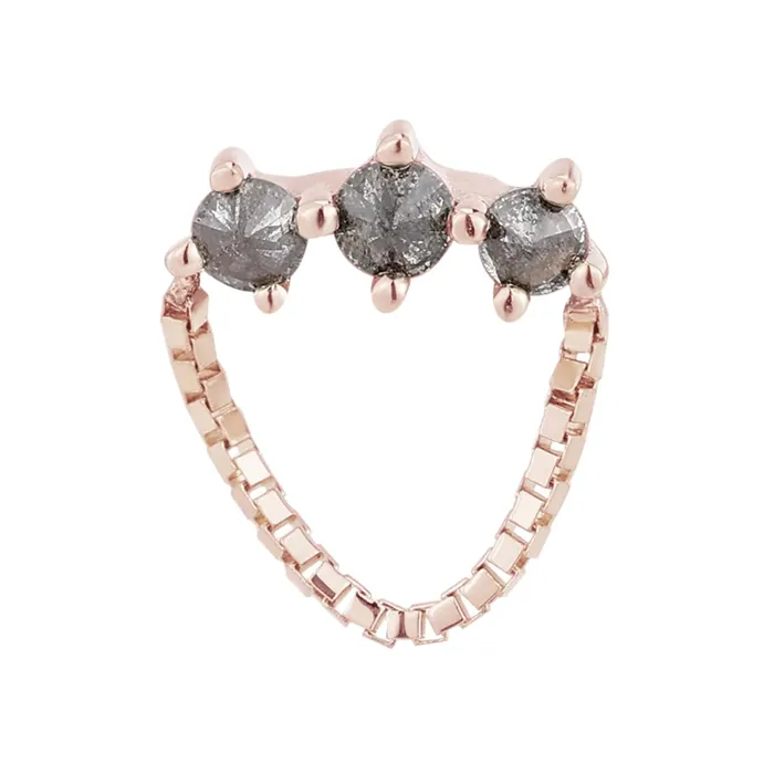 Buddha Jewelry Organics Earrings threadless Halston End with Chain in Gold with ReverseSet Grey Diamonds