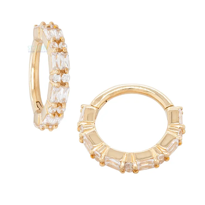 Buddha Jewelry Organics Rings Revelation Hinge Ring Clicker in Gold with CZs Buddha Jewelry Organics Rings Revelation Hinge Ring Clicker in Gold with CZs