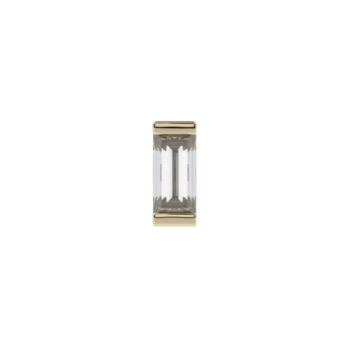 Channel Set Baguette Threaded End in Gold Platinum with CZ Kiwi Diamond Earrings