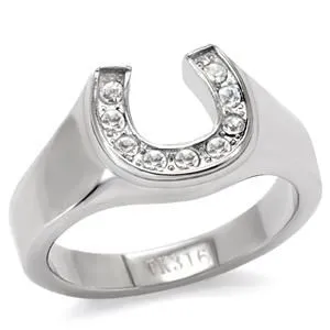 CJ7799OS Wholesale Stainless Steel Horseshoe Ring Green Rings CJ7799OS Wholesale Stainless Steel Horseshoe Ring Green Rings