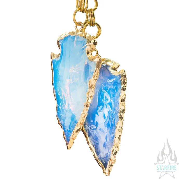 Crossovers with Gold Plated Opalite Arrowhead Weights Oracle Body Jewelry Necklaces Crossovers with Gold Plated Opalite Arrowhead Weights Oracle Body Jewelry Necklaces