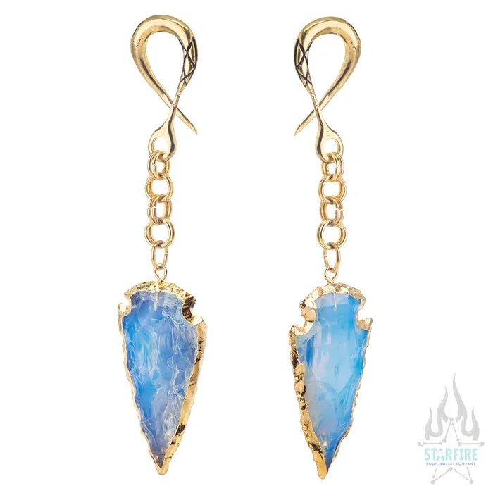 Crossovers with Gold Plated Opalite Arrowhead Weights Oracle Body Jewelry Necklaces