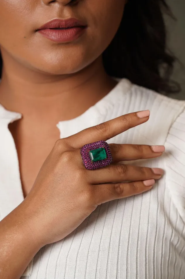 Doublet Stone Cocktail Ring Attrangi Rings