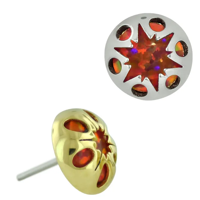 Earrings Anatometal threadless Luminary End in Gold with Opal