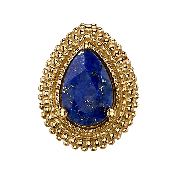 Earrings Body Vision BVLA Afghan Pear Threaded End in Gold with Lapis
