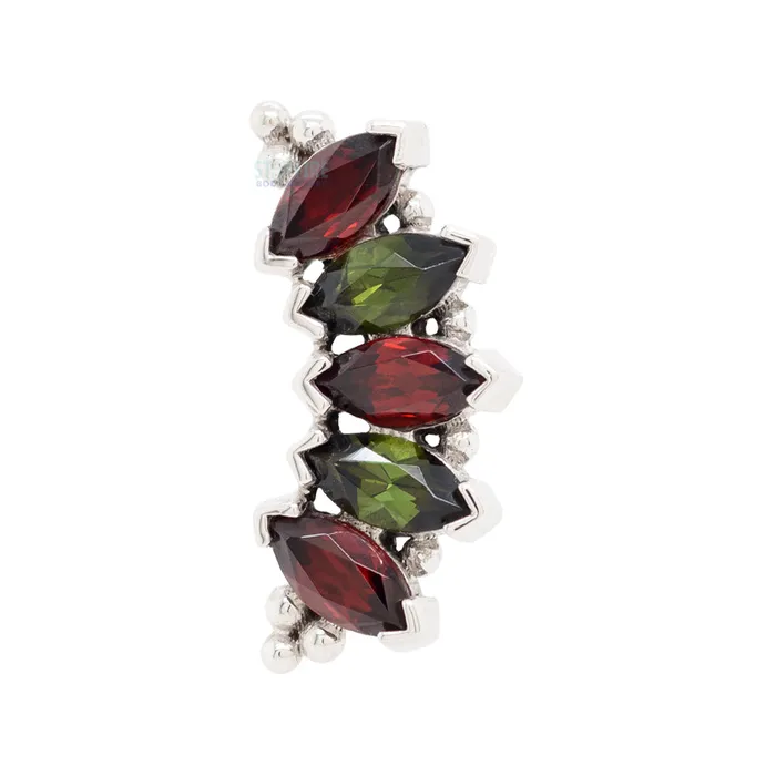 Earrings Body Vision BVLA Marquise Panaraya Threaded End in Gold Holiday Collection with Garnet Green Tourmaline Earrings Body Vision BVLA Marquise Panaraya Threaded End in Gold Holiday Collection with Garnet Green Tourmaline