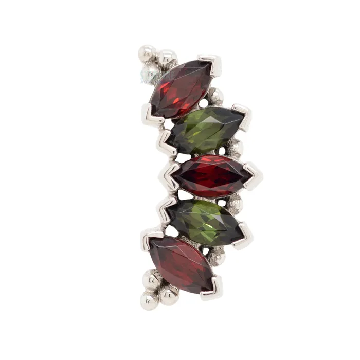 Earrings Body Vision BVLA Marquise Panaraya Threaded End in Gold Holiday Collection with Garnet Green Tourmaline