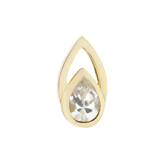 Earrings Buddha Jewelry Organics threadless Echo End in Gold with CZ