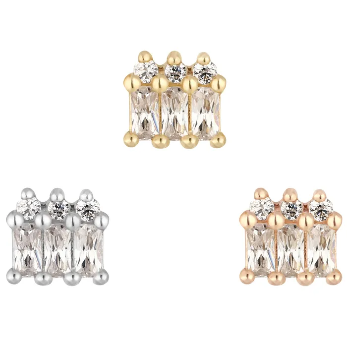 Earrings Buddha Jewelry Organics threadless Excess End in Gold with CZs