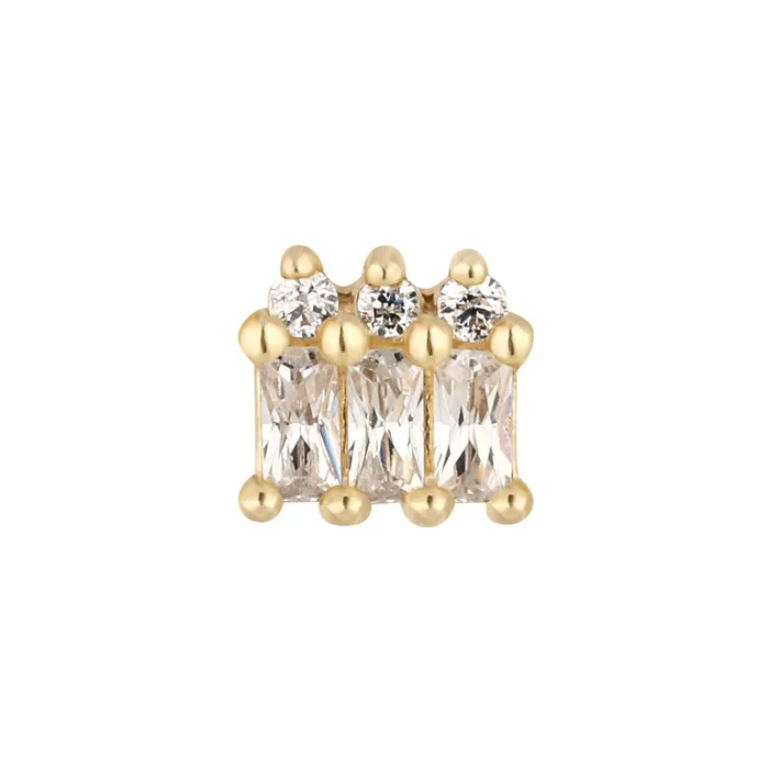 Earrings Buddha Jewelry Organics threadless Excess End in Gold with CZs